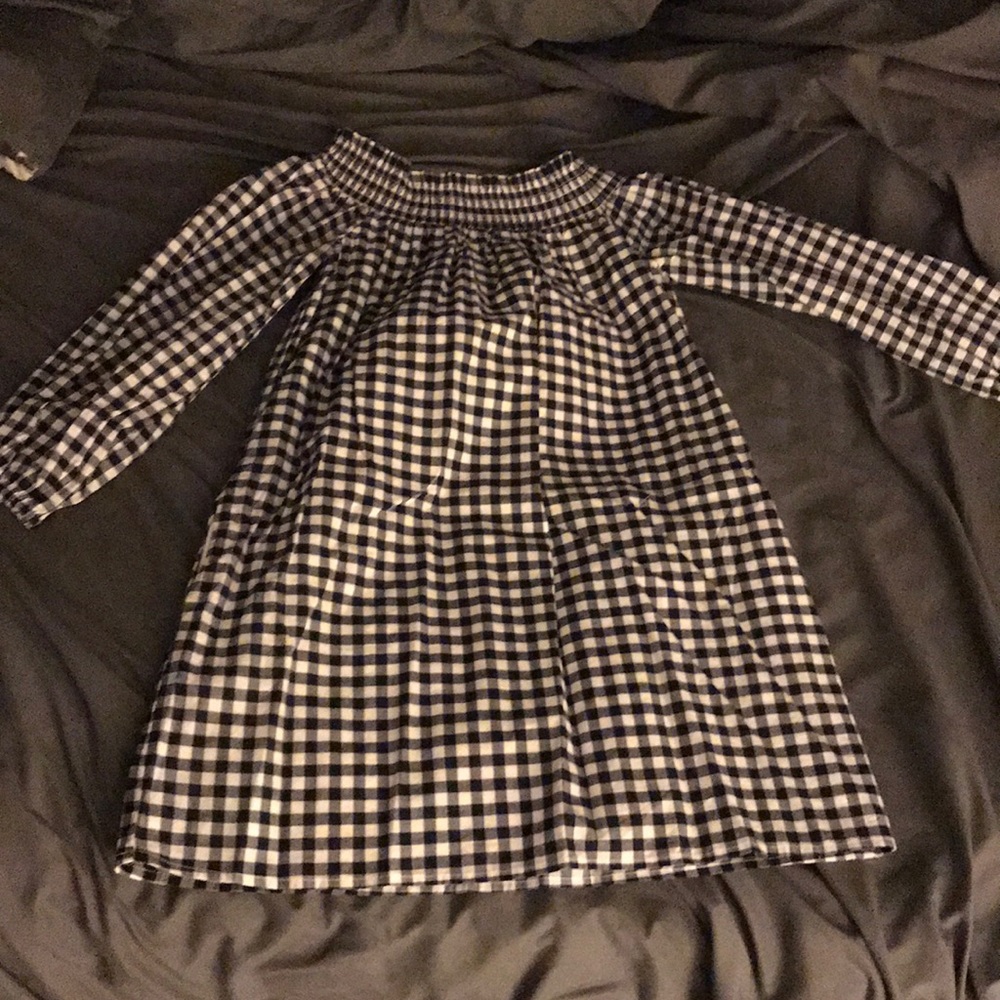 Navy blue gingham dress